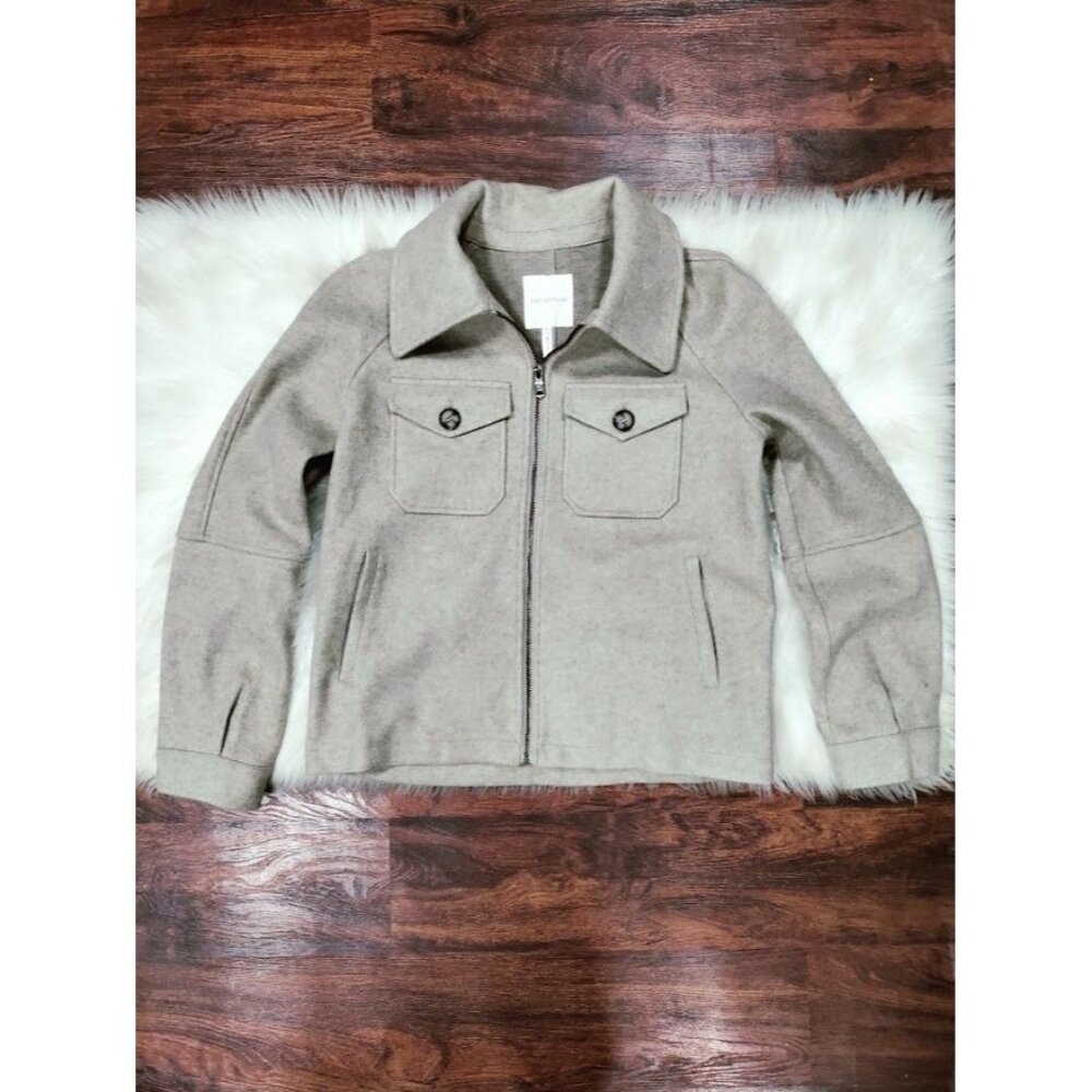 Avec Les Filles Womens Zip-Up Wool Blend Shacket Jacket S Beige - Picture 5 of 12